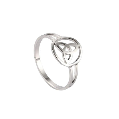 Bague Triquetra en acier inoxydable finition argent