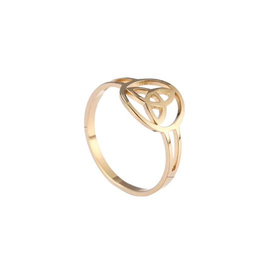 Bague Triquetra en acier inoxydable finition or