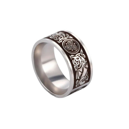 bague triskel en acier inoxydable finition argent