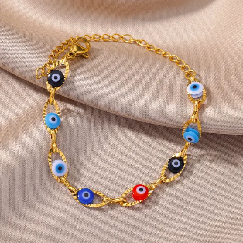 Bracelet Oeil Turc avec perles bleues, rouges et noires, symbole de chance et d’énergie