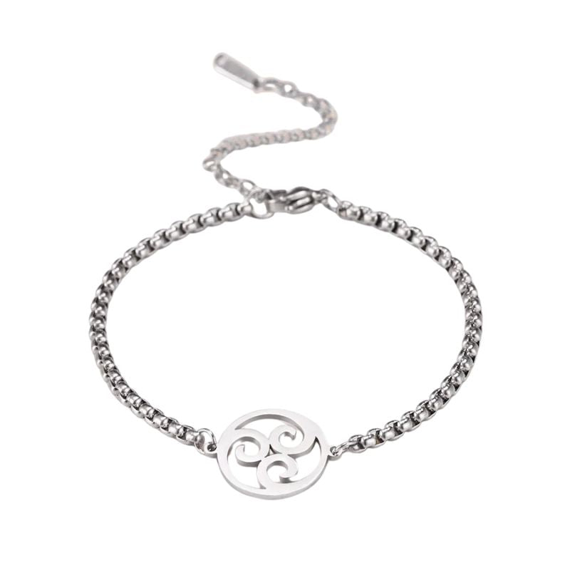 Bracelet Triskel femme en acier inoxydable argenté avec fermoir ajustable