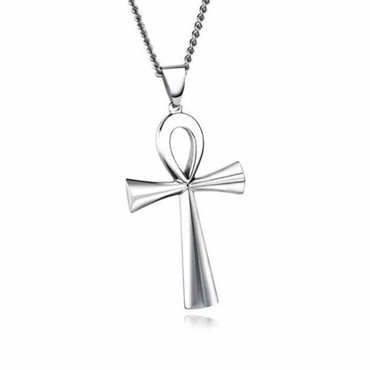 Collier Croix Ankh en argent, pendentif égyptien