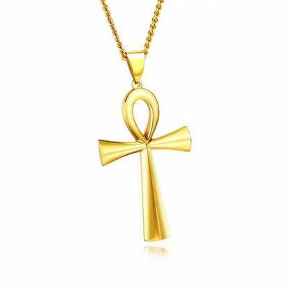 Collier Croix Ankh or, style égyptien