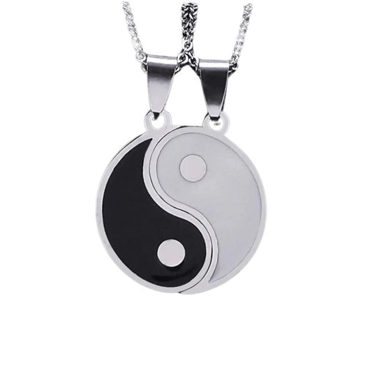 Collier Yin Yang Couple finition argent