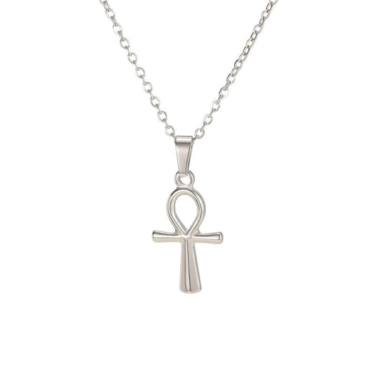 Collier Croix de Vie finition argent avec chaine ajustable