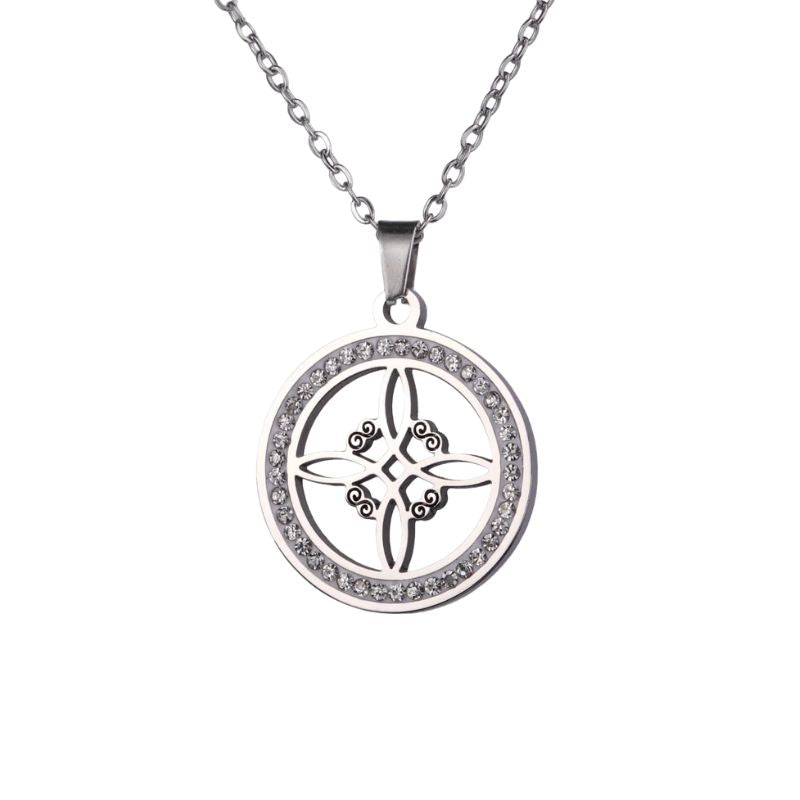 pendentif nœud de sorcière en acier inoxydable finition argent