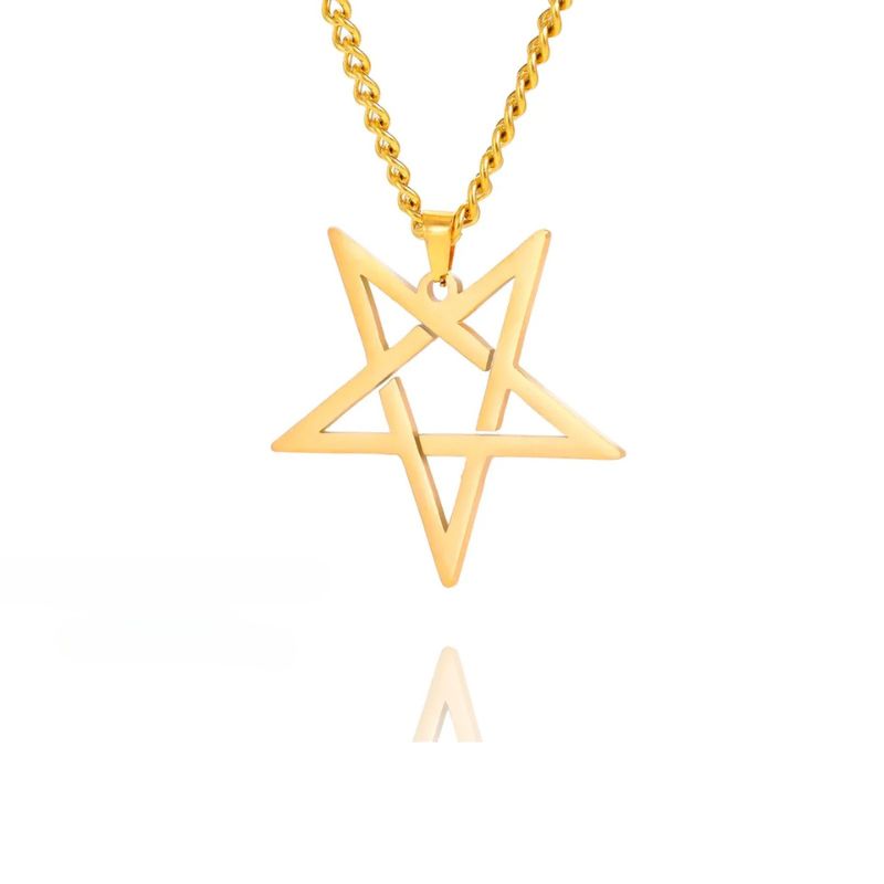 Pendentif pentacle en acier inoxydable or