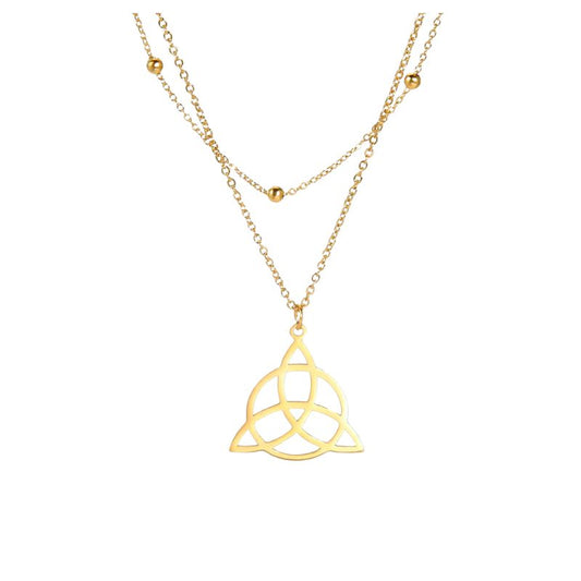 Pendentif Triquetra en acier inoxydable finition or avec chaine