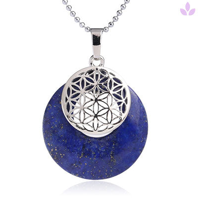 Collier Lapis lazuli avec pendentif Fleur de vie