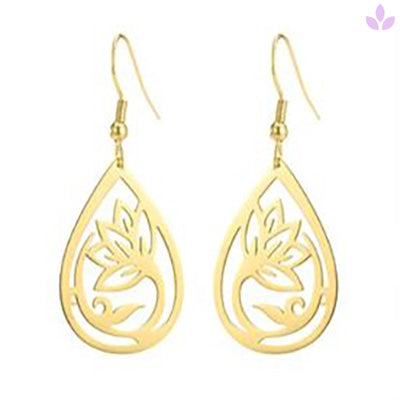 boucle d'oreille lotus arbre de vie