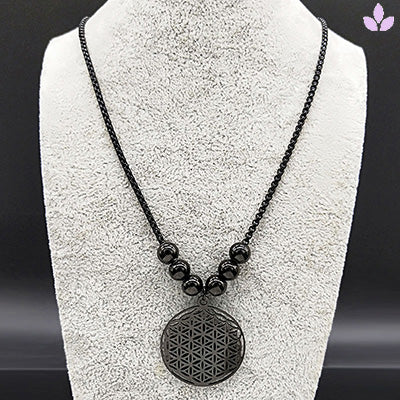 collier fleur de vie noire