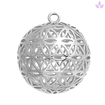 pendentif fleur de vie boule en argent